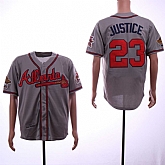 Braves 23 David Justice Gray 1995 Throwback Stitched Baseball Jerseys,baseball caps,new era cap wholesale,wholesale hats